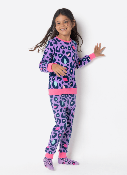 Pijama Manga Longa Ultra Visco Menina Onça
