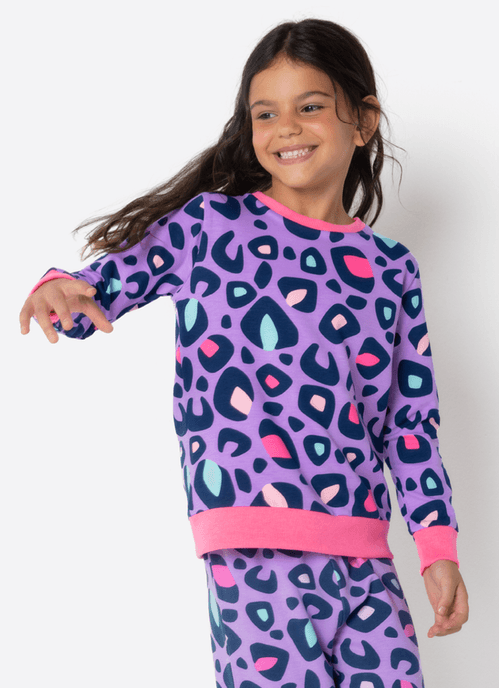 Pijama Manga Longa Ultra Visco Menina Onça