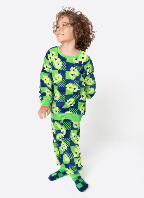 Pijama Manga Longa Soft Menino Dragão Camping