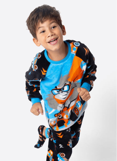 Pijama Manga Longa Soft Menino Gorila Racing