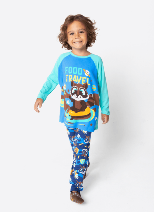 Pijama Manga Longa Viscolycra Menino Guaxinim Chocolate