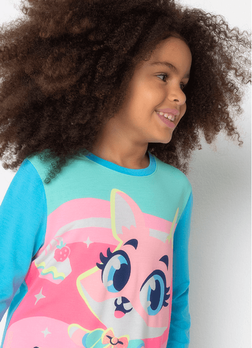 Pijama Manga Longa Viscolycra Menina Raposa Confeiteira
