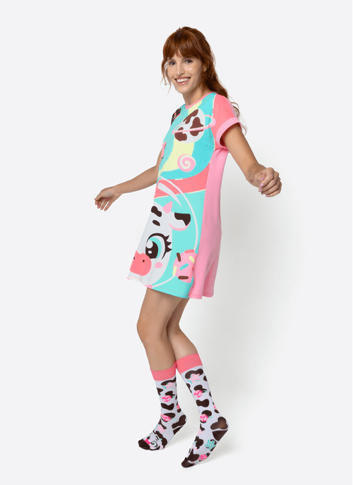 Camisola Manga Curta Viscolycra Feminina Vaca Chocolate