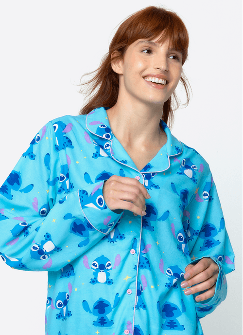 Pijama Manga Longa Viscose Feminino Stitch