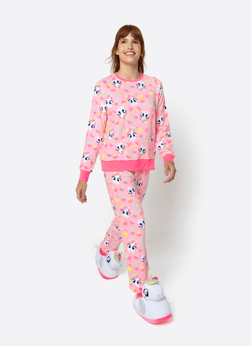 Pijama Manga Longa Soft Feminino Unicórnio Encantado