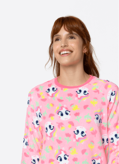 Pijama Manga Longa Soft Feminino Unicórnio Encantado