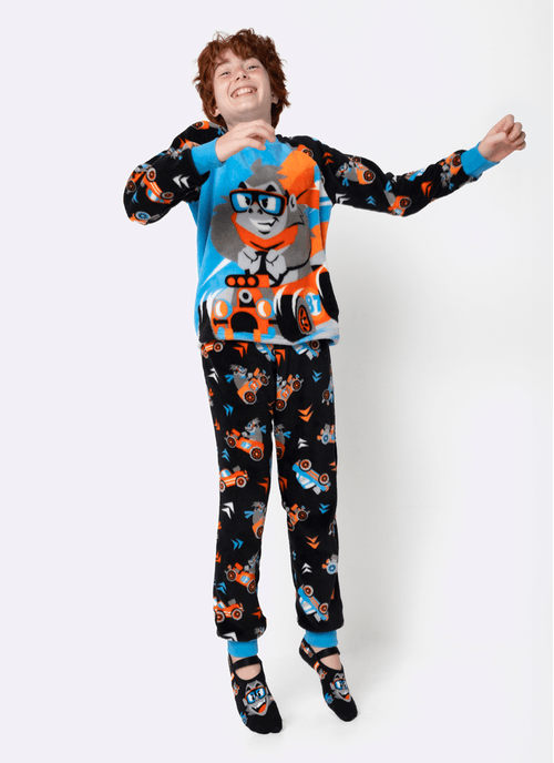 Pijama Manga Longa Soft Menino Teen Gorila Racing