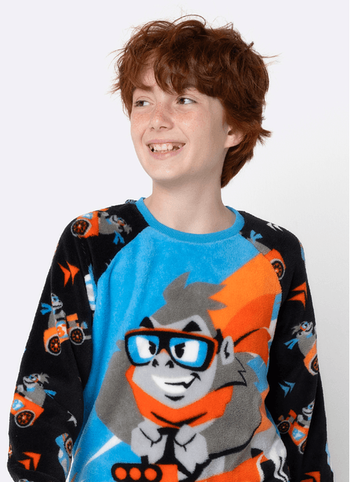 Pijama Manga Longa Soft Menino Teen Gorila Racing
