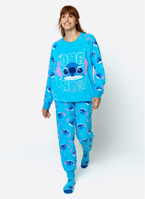 Pijama Manga Longa Soft Adulto Stitch
