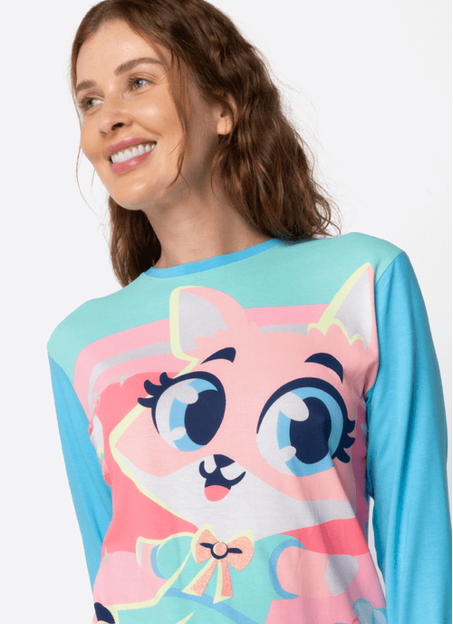 Pijama Manga Longa Viscolycra Feminino Raposa Confeiteira
