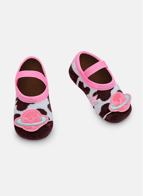 Meia Sapatilha Bebê Menina Vaca Chocolate