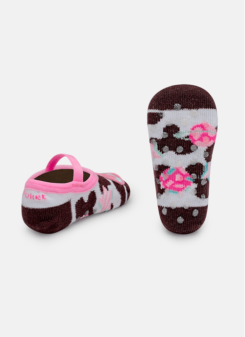 Meia Sapatilha Bebê Menina Vaca Chocolate