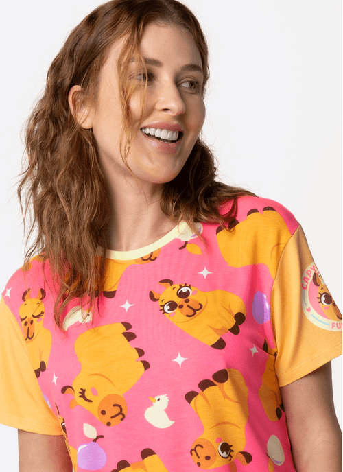 Pijama Curto Pijama Manga Curta Viscolycra Feminino
