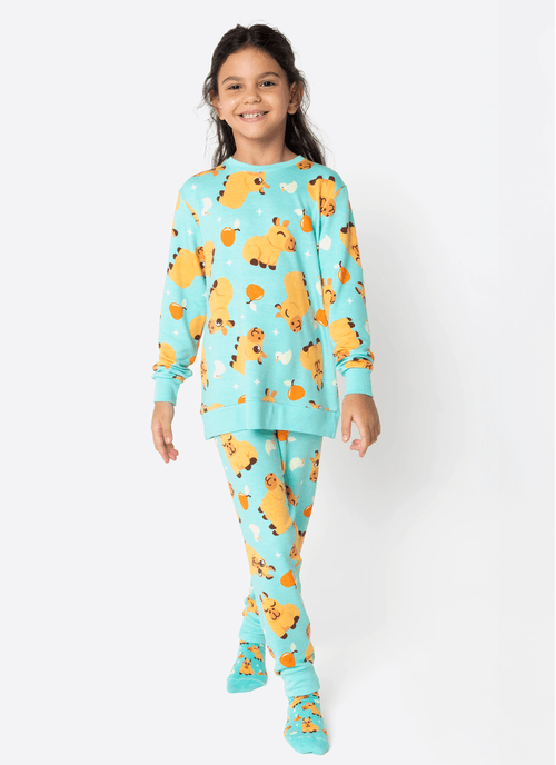 Pijama Manga Longa Viscolycra Unissex Capivara Vibes