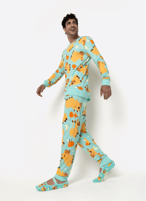 Pijama Manga Longa Viscolycra Unissex Capivara Vibes