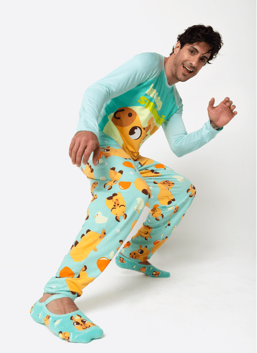 Pijama Manga Longa Viscolycra Masculino Capivara Vibes