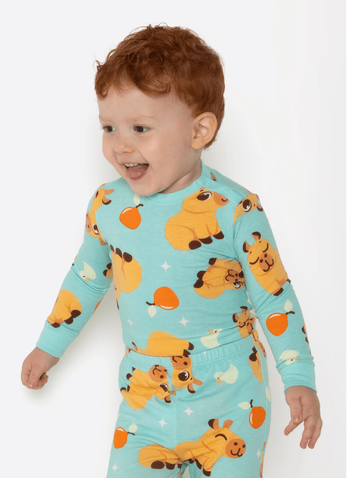 Pijama Manga Longa Viscolycra Bebê Capivara Vibes