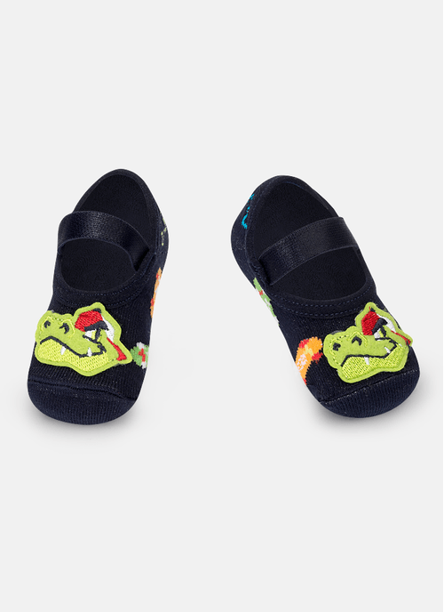 Meia Sapatilha Antiderrapante Bebê Unissex Dino Skate