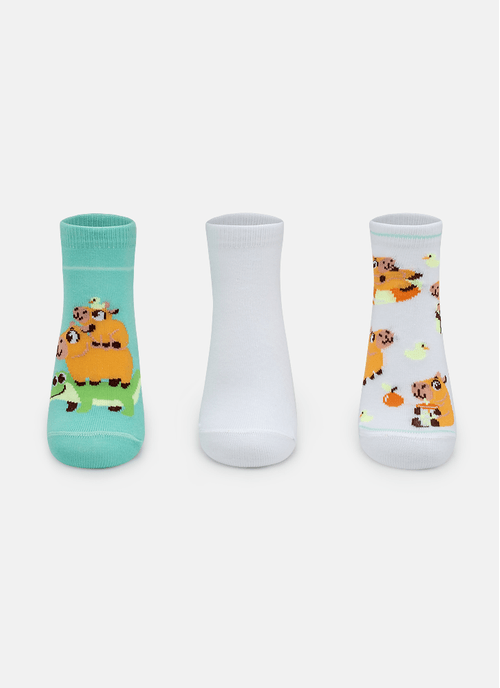 Kit com 3 meias Unissex Kids Capivara Vibes