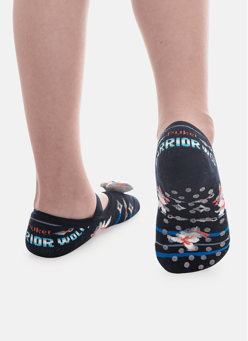 Meia Sapatilha Antiderrapante Menino com Aplique Led Lobo