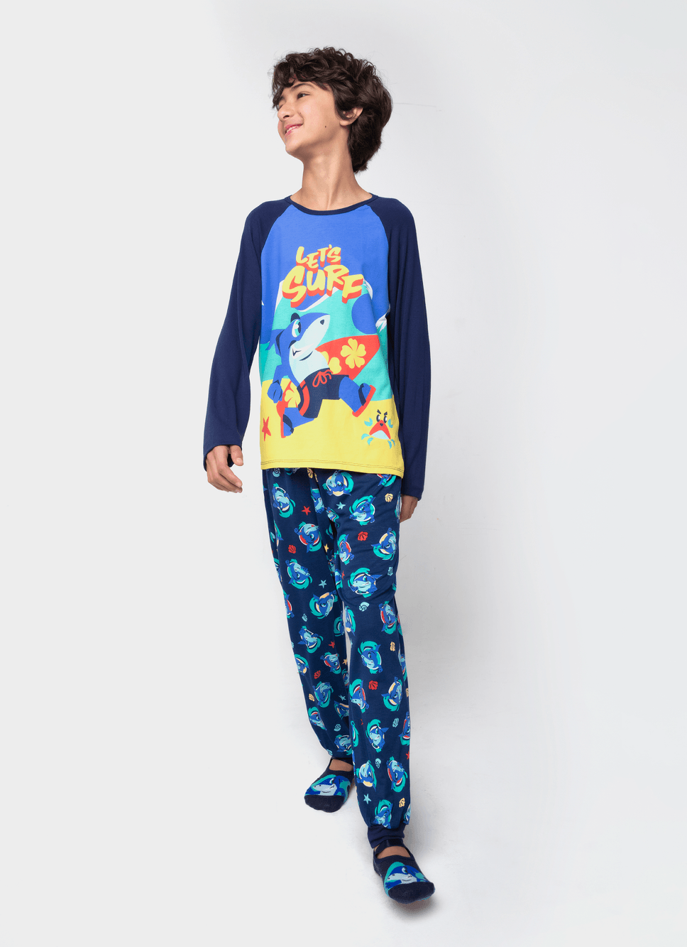 Pijama Manga Longa Menino Teen Viscolycra Dinossauro Fósseis - Puket