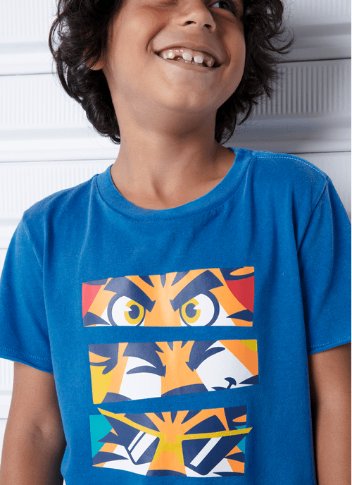 Camiseta Manga Curta Algodão Menino Tigre Roar
