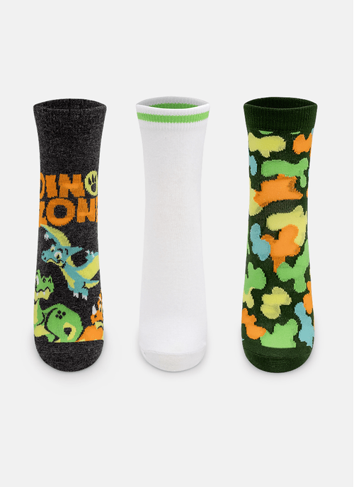 Kit com 3 meias Menino Teen Dino Trio