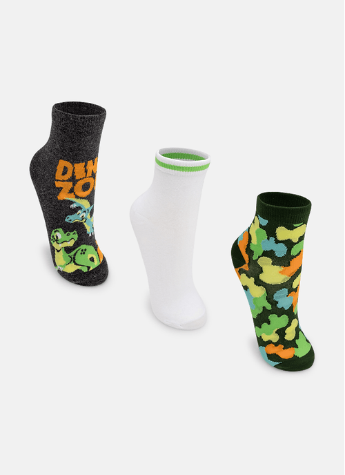 Kit com 3 meias Menino Teen Dino Trio