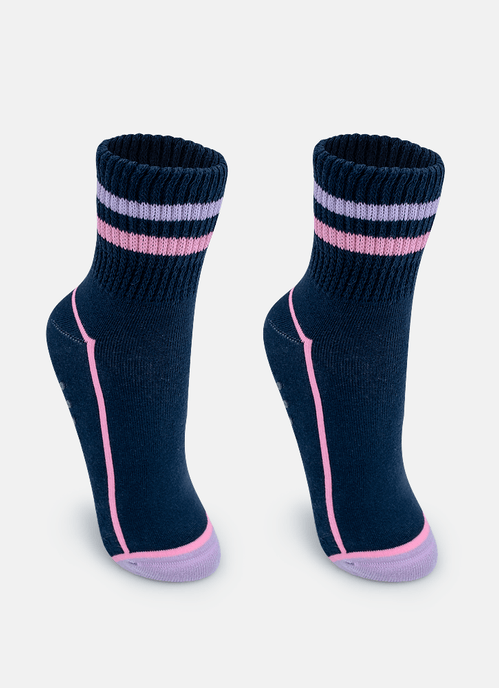 Meia Botinha Antiderrapante Feminina Azul Marinho
