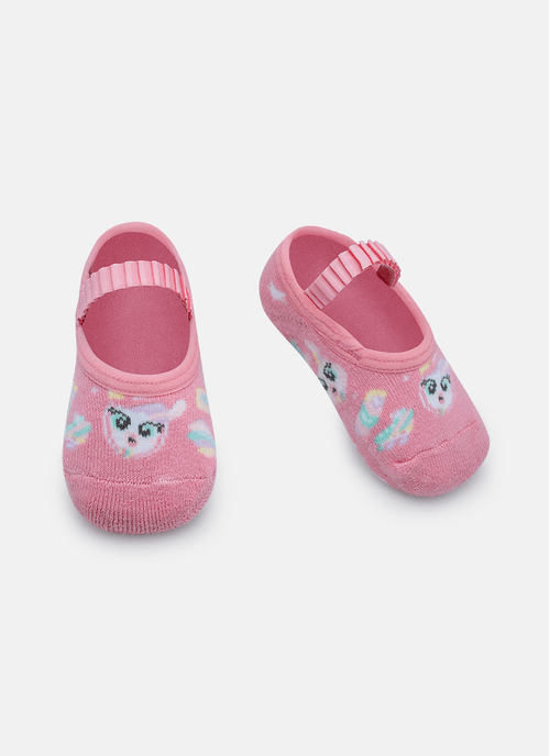 Meia Sapatilha Antiderrapante Bebê Menina Lhama Retrô