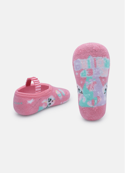 Meia Sapatilha Antiderrapante Bebê Menina Lhama Retrô