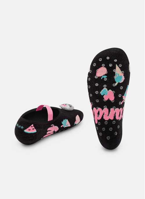 Meia Sapatilha Antiderrapante com LED Feminina Vaca Patches