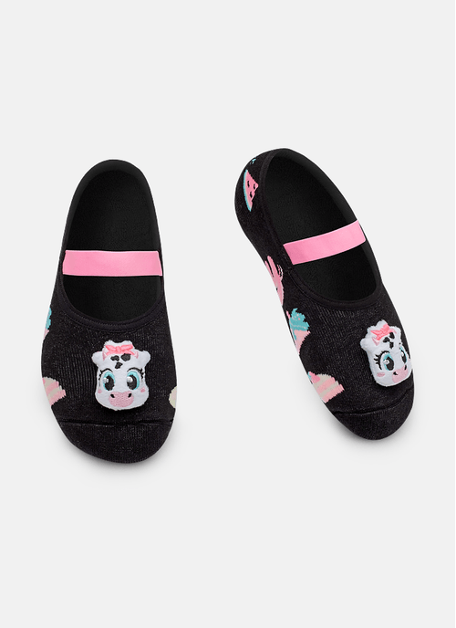 Meia Sapatilha Antiderrapante com LED Feminina Vaca Patches