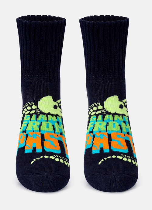 Meia Botinha Antiderrapante Menino Dinossauro Fósseis