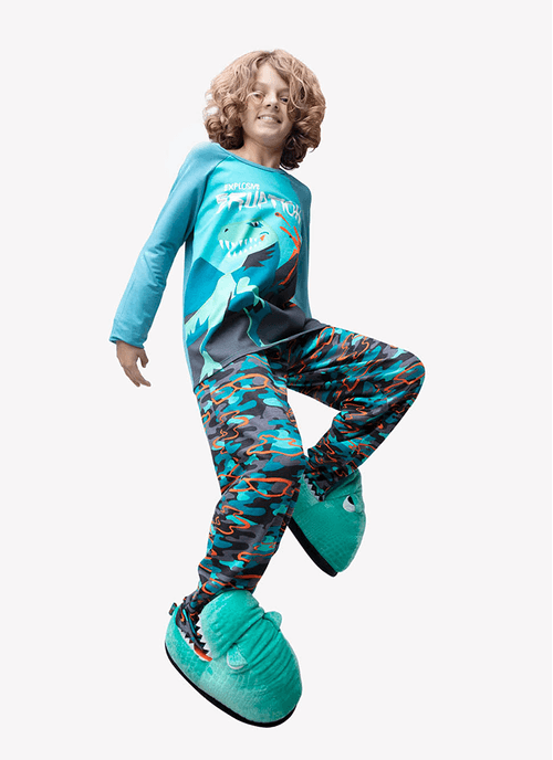 Pantufa Menino Teen Dino Vulcão