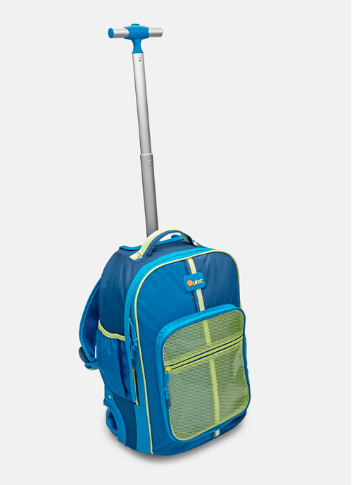 Mochila com Rodinha Color Block Azul