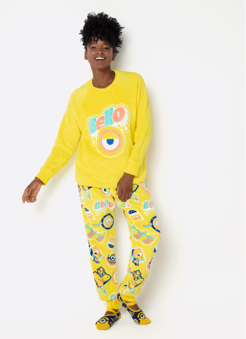 Pijama Manga Longa Soft Unissex Adulto Minions