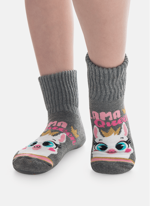 Meia Botinha com Sola Emborrachada Menina Lhama Queen