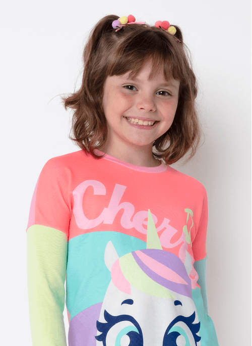 Pijama Manga Longa Viscolycra Menina Unicórnio Cherry