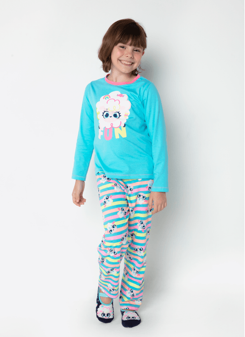 Pijama Manga Longa Algodão Menina Ovelha