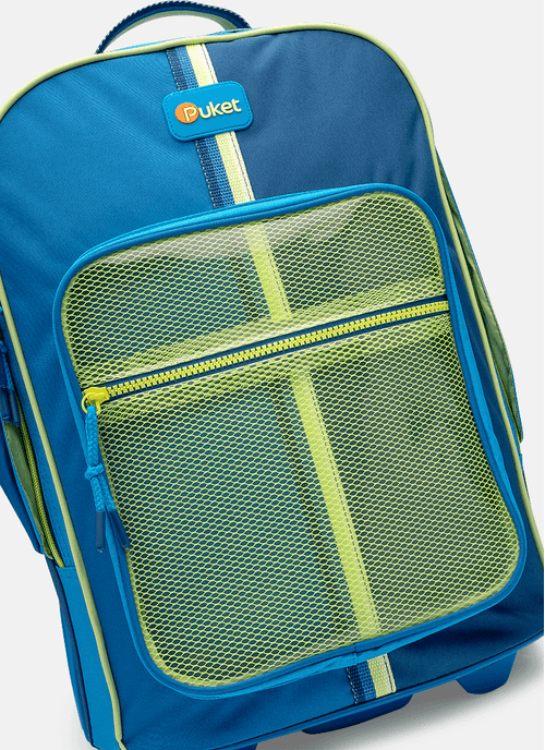 Mochila com Rodinha Color Block Azul