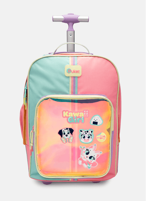 Mochila com Rodinha Holográfica Color Block