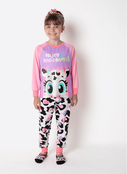 Pijama Manga Longa Viscolycra Menina Vaca Patches
