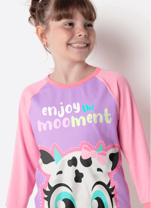 Pijama Manga Longa Viscolycra Menina Vaca Patches