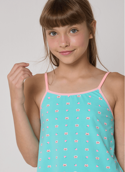 Pijama Regata Microfibra Menina Teen Raposa Confeiteira