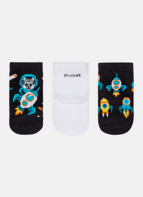 Kit com 3 Meias Bebê RN Menino Lobo Space