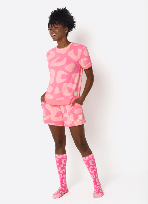 Pijama Manga Curta Viscolycra Feminino Onça