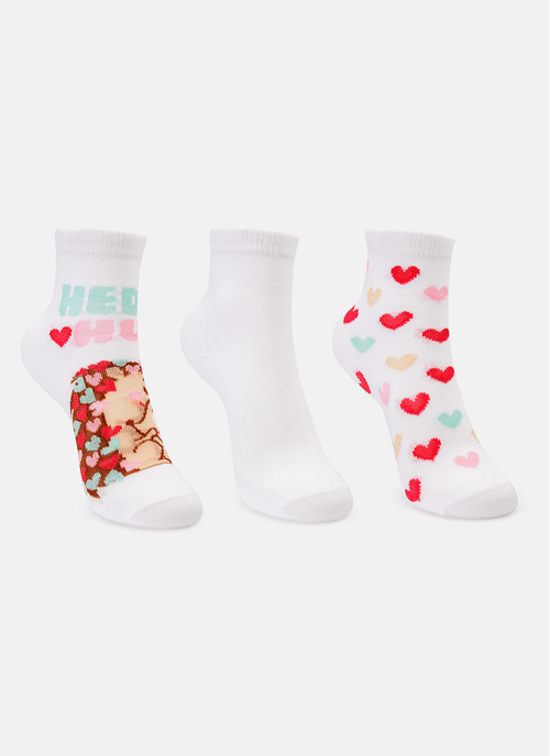 Kit com 3 Meias Menina Porco Espinho