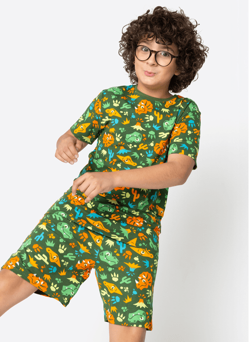 Pijama Manga Curta Viscolycra Menino Teen Dino Trio