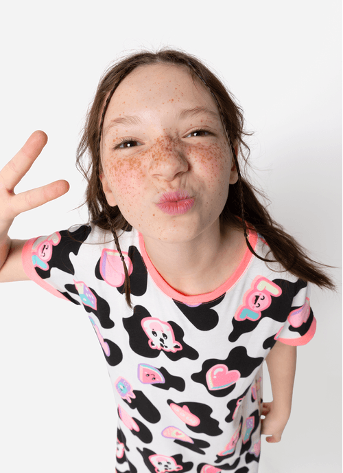 Camisola Manga Curta Viscolycra Menina Teen Vaca Patches